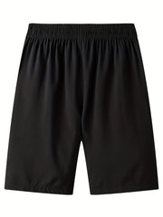 Quick Drying Zipper Pockets Shorts Men's Casual Solid Slightly Stretch Shorts