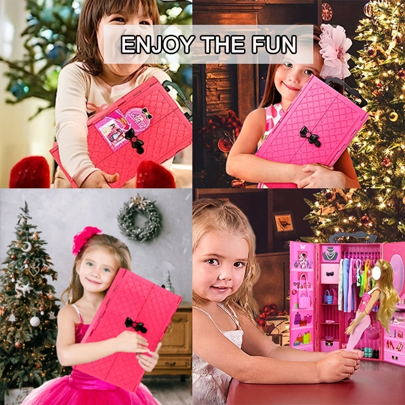 Dollhouse Furniture Doll Wardrobe Portable Closet DIY Gift Children Game