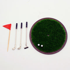 Dollhouse Mini Golf Club Lawn Model Scene Props Toy House Decor Accessories Set