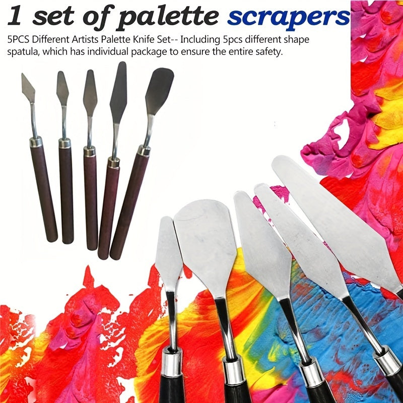 5pcs Stainless Steel Painting Palette Set for Thick Painting Spatula