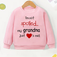 Grandma Loves Me Graphic Print Crew Neck Sweatshirt for Toddler Girls