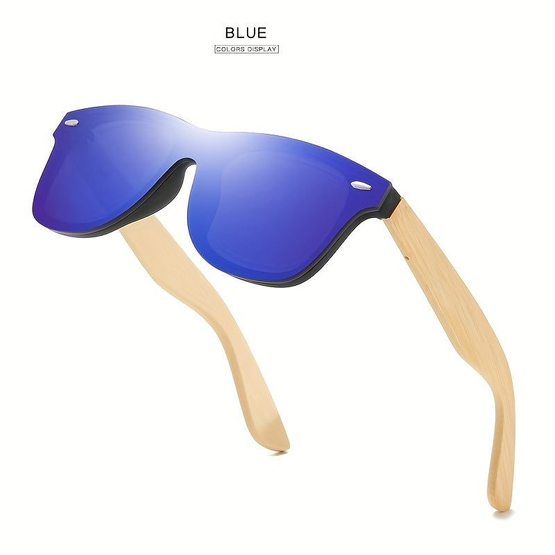 Square Polarized Sunglasses With Wood Frame Retro Glasses