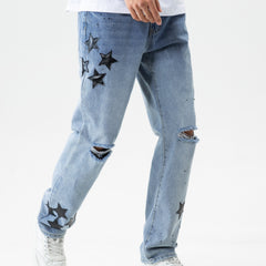 Loose Fit Distressed Denim Jeans Men's Casual Street Style