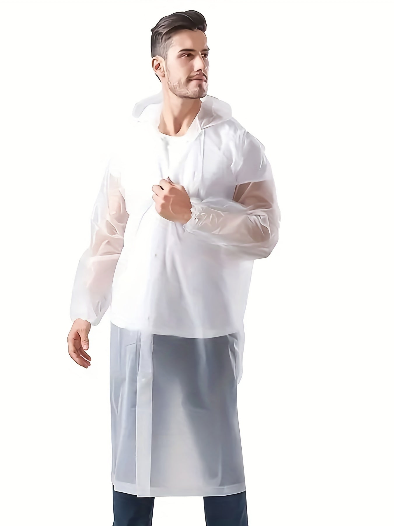 Retro Reusable Cycling Rain Poncho Hooded Jacket