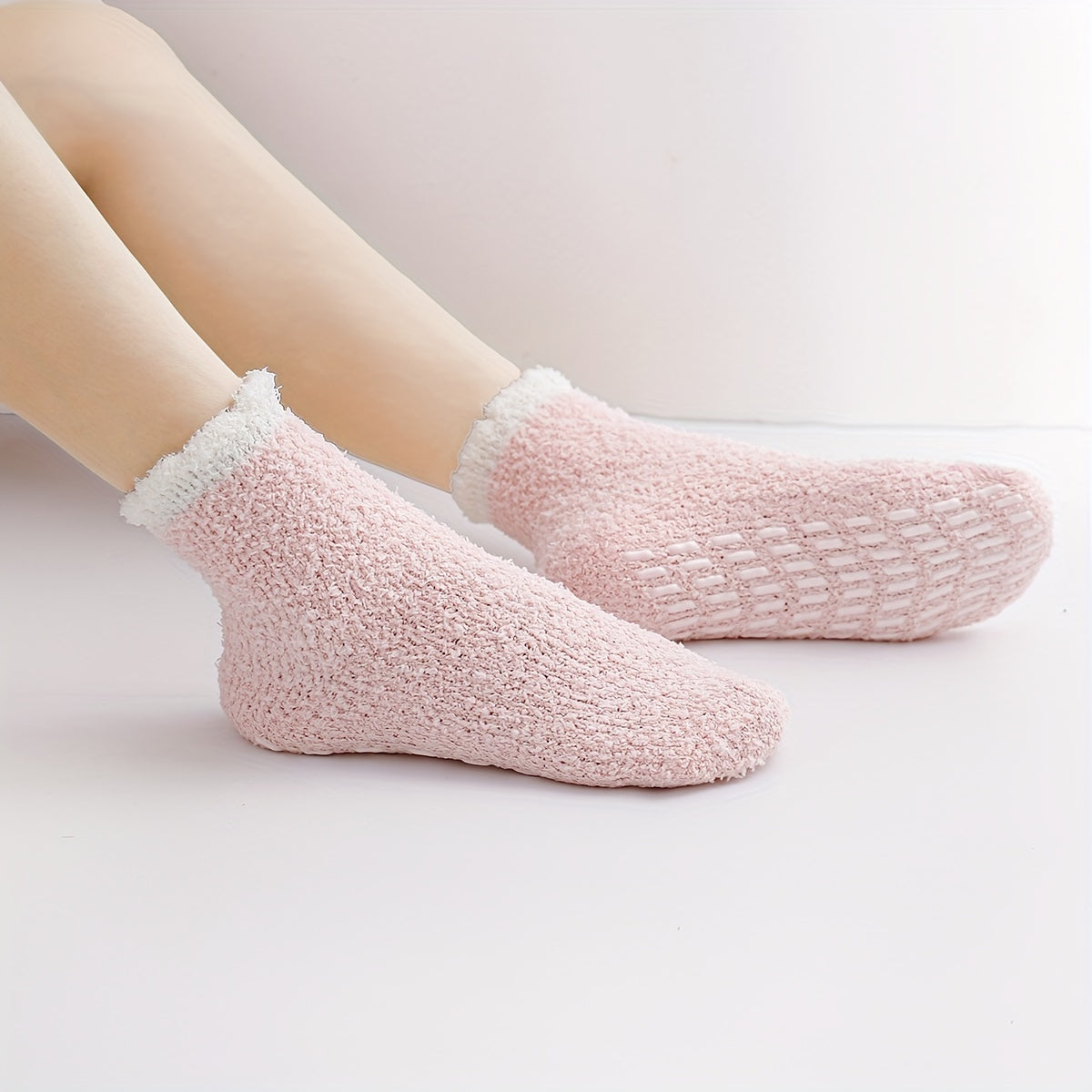 4 Pairs Fuzzy Floor Socks Comfy Warm Mid Tube Women's Stockings
