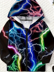 Dino Graphic Zip Front Hoodie Kids Sports Jacket Gift