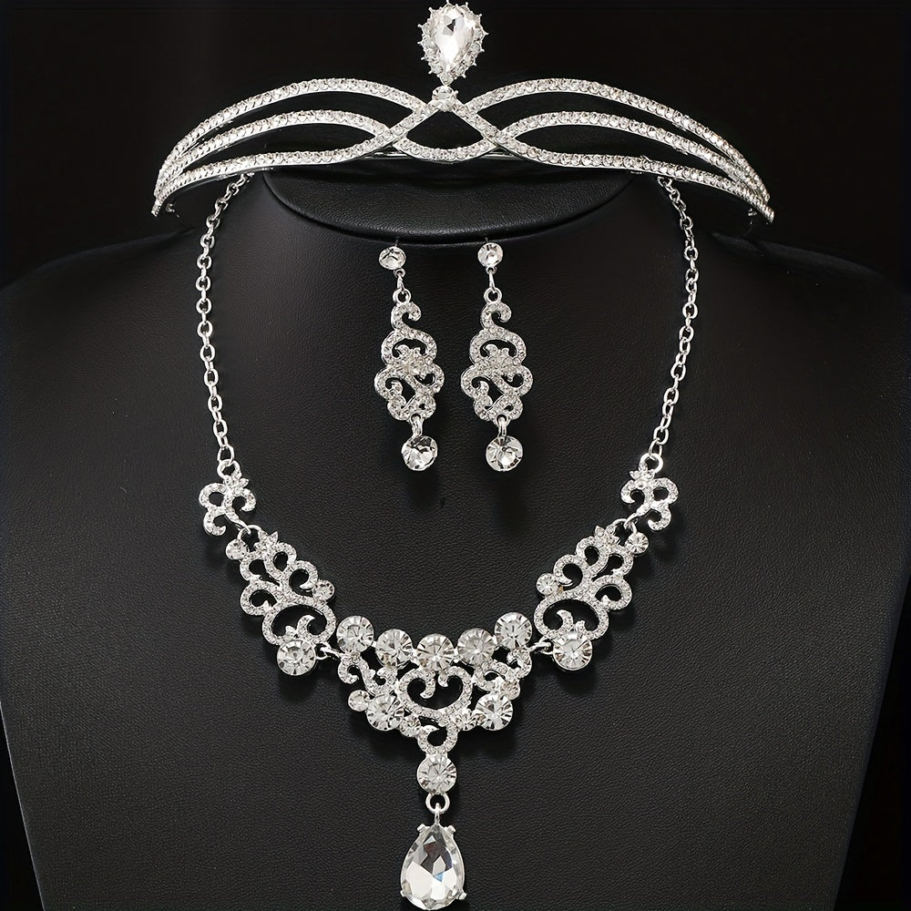 Rhinestone Headband Earrings Set Bridal Hair Accessories