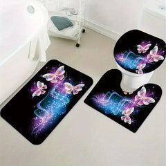 Colorful Butterflies Bathroom Shower Curtain Set