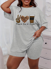 Leopard Graphic Tee & Shorts Pajama Set