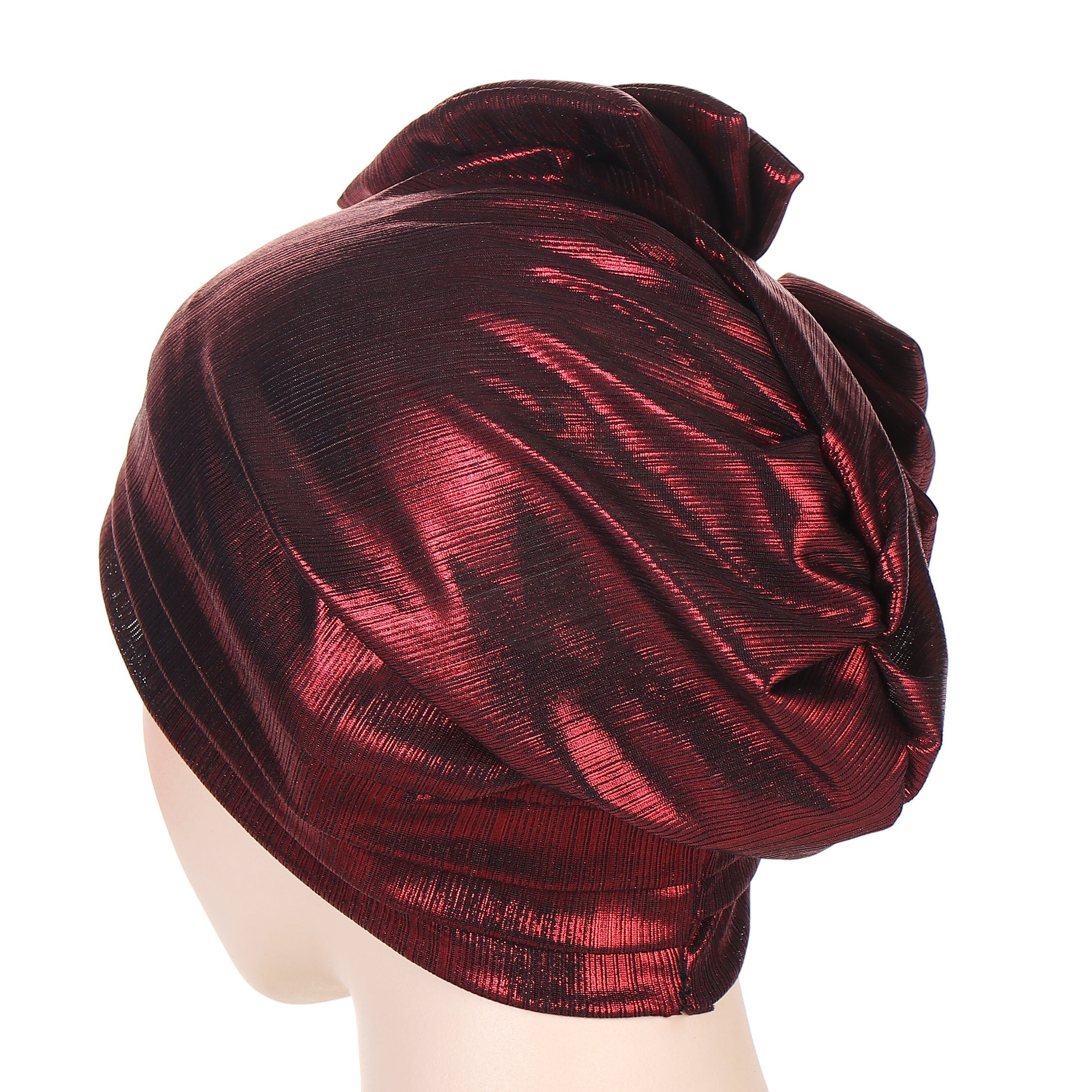 Bowknot Bright Elastic Turban Cap Headscarf Glitter Head Wraps