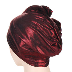 Bowknot Bright Elastic Turban Cap Headscarf Glitter Head Wraps
