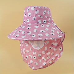 Cotton Print Sun Visors Wide Brim UV Protection Sun Hats with Face Cover