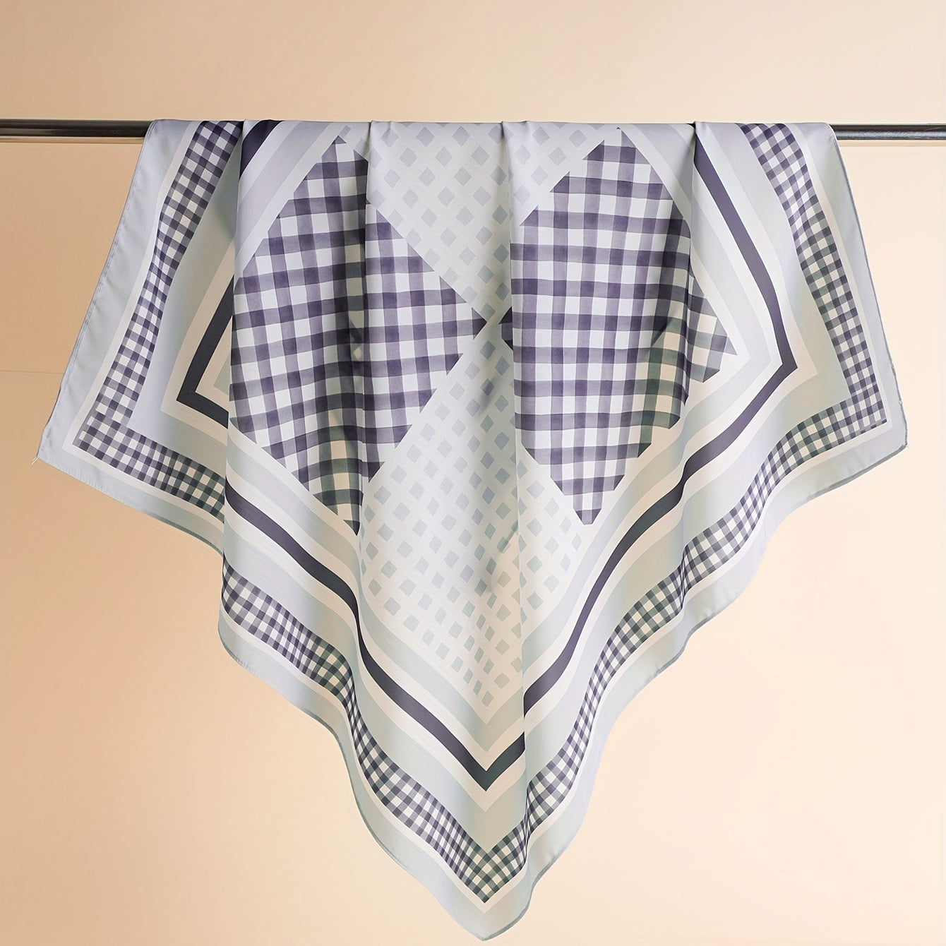 Plaid Print Bandana Classic Shawl Satin Square Scarf Neckerchief