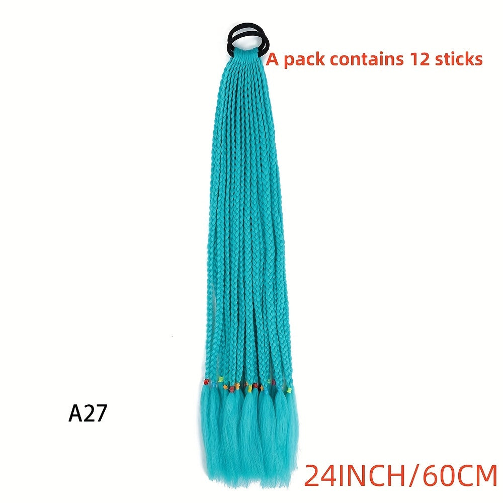 24" 60 Dreadlock Hair Tie Wig Colored Braid Hip Hop Style Elastic
