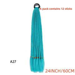 24" 60 Dreadlock Hair Tie Wig Colored Braid Hip Hop Style Elastic