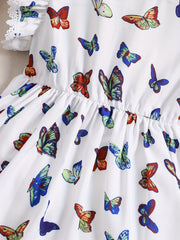 Baby Girls Butterfly Print Puff Sleeve Dress