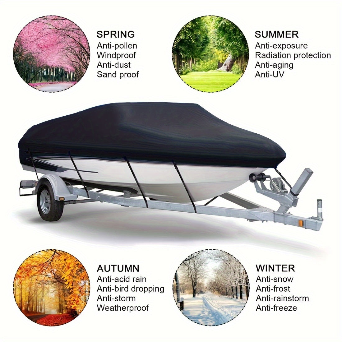 UV Protection Waterproof Yacht Boat Cover Outdoor Marine Protection 3.35-6.71m