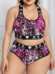 Leaf Print Criss Cross Back Bra & Panty Lingerie Set