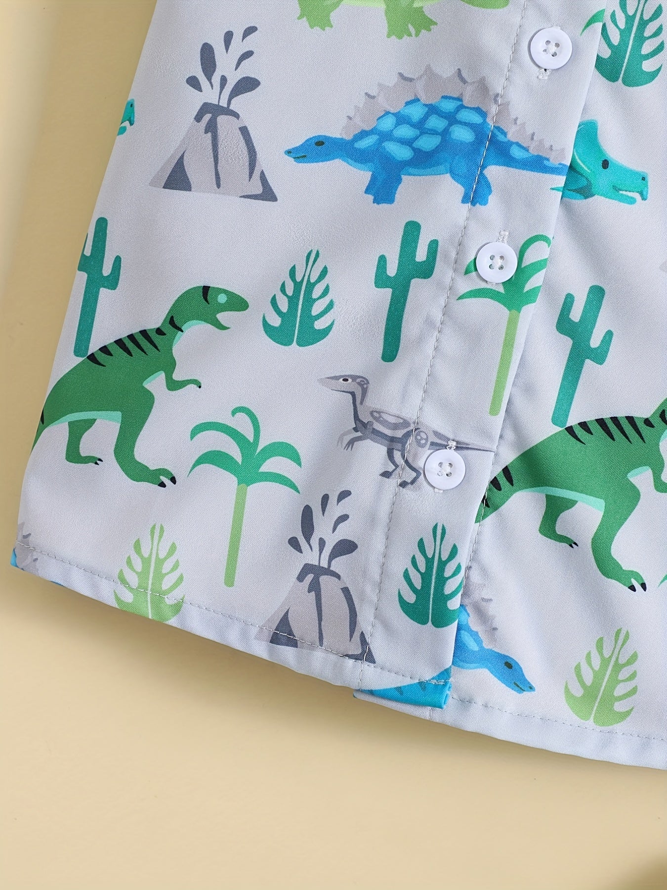 Baby Boys Dinosaur Graphic Button-up Shirt for Summer
