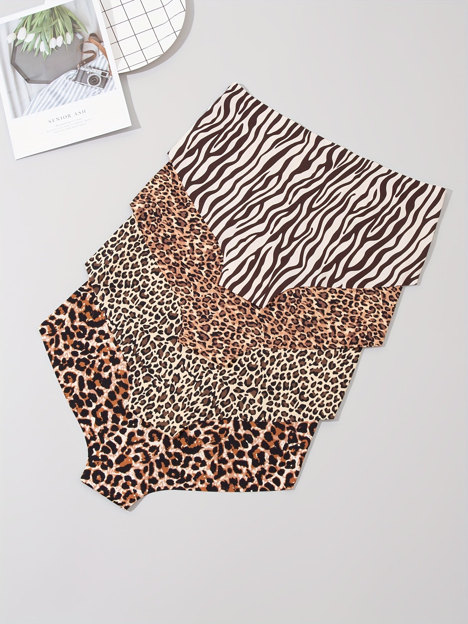 4pcs Leopard Print Panties Seamless Stretchy Women's Lingerie