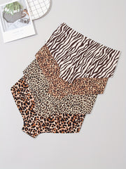 4pcs Leopard Print Panties Seamless Stretchy Women's Lingerie