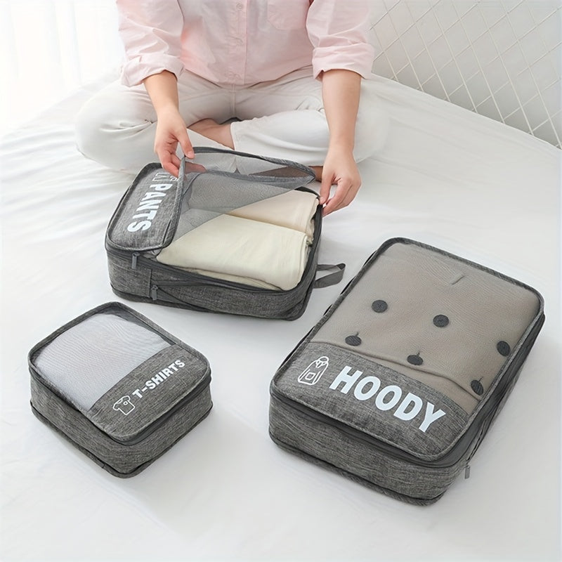 Gray Travel Storage Bag Luggage Sorting Storage Bag with Zipper