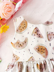 2pcs Watermelon Print Sleeveless Dress & Headband Set for Baby Girls