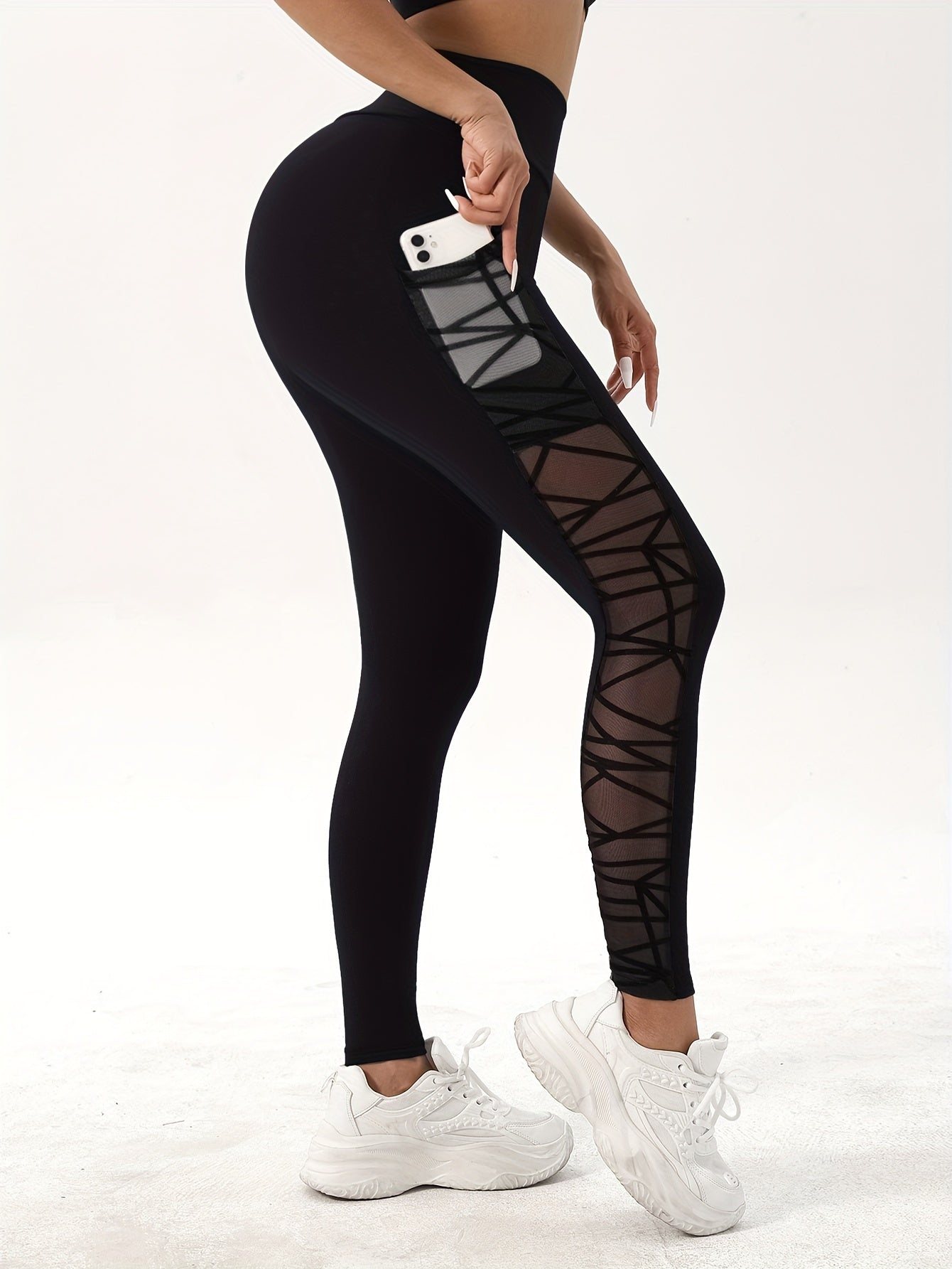 Mesh Stitching Yoga Pants High Stretch Sports Leggings