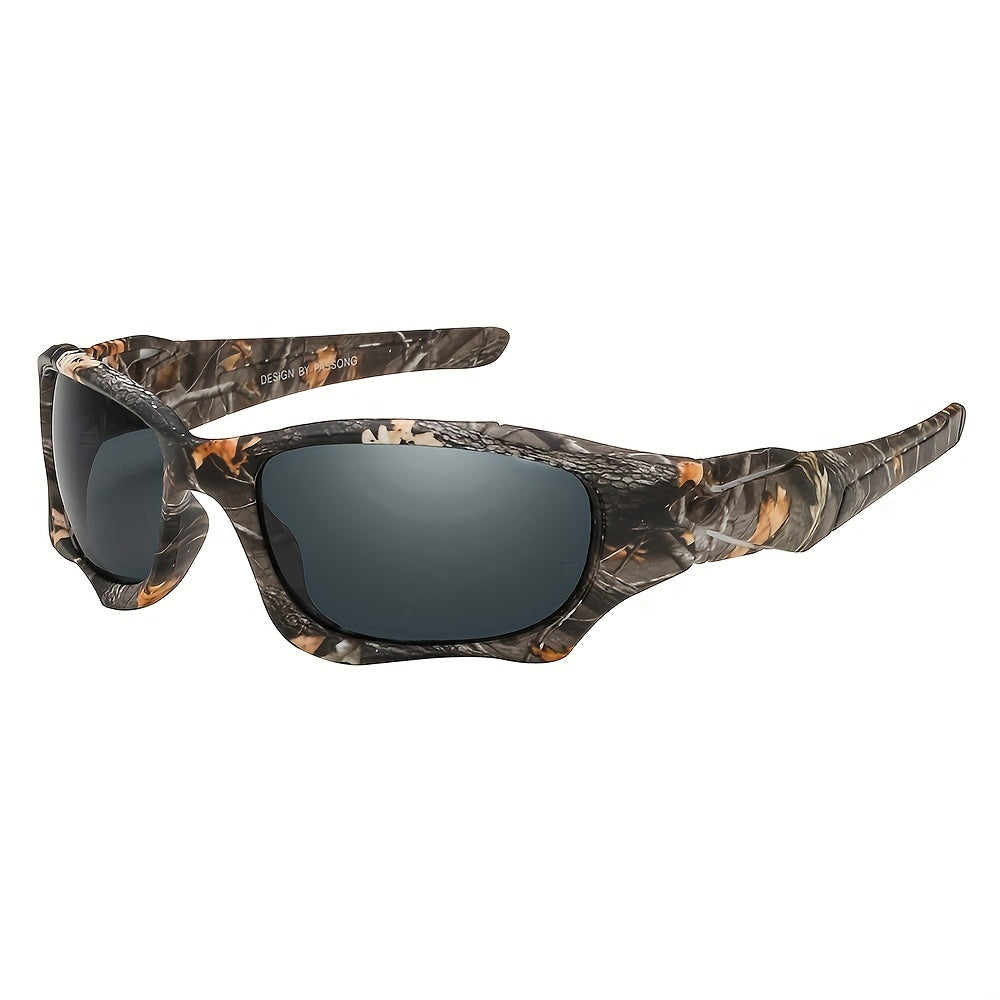 Y2K Wrap Around Sunglasses Camouflage Print Square Frame UV400
