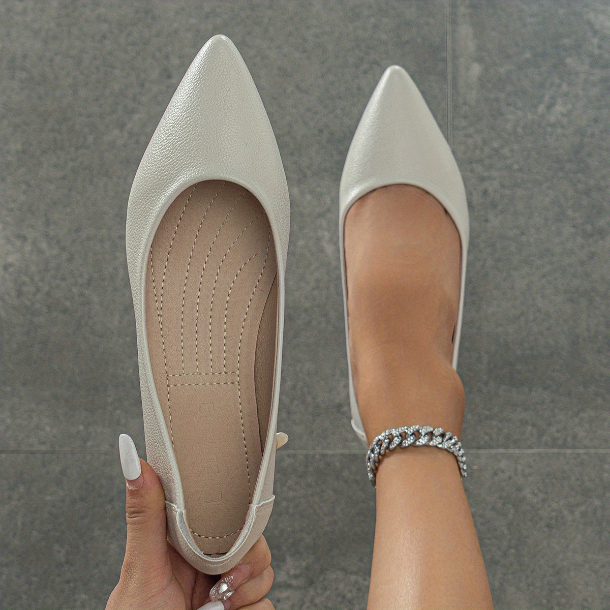 Women's Pointed Toe Ballet Flats Slip On Shoes
