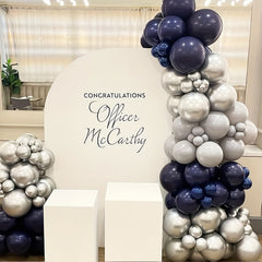 134pcs Navy Ice Dusty Balloon Arch Kit Silver Birthday Graduation Party Decor
