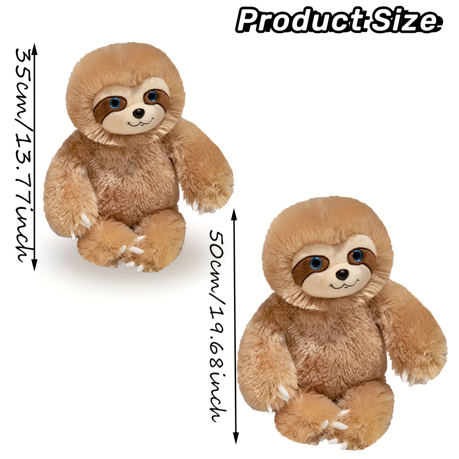 Large Soft Brown Sloth Plush Toy Stuffed Animal - Home Decor