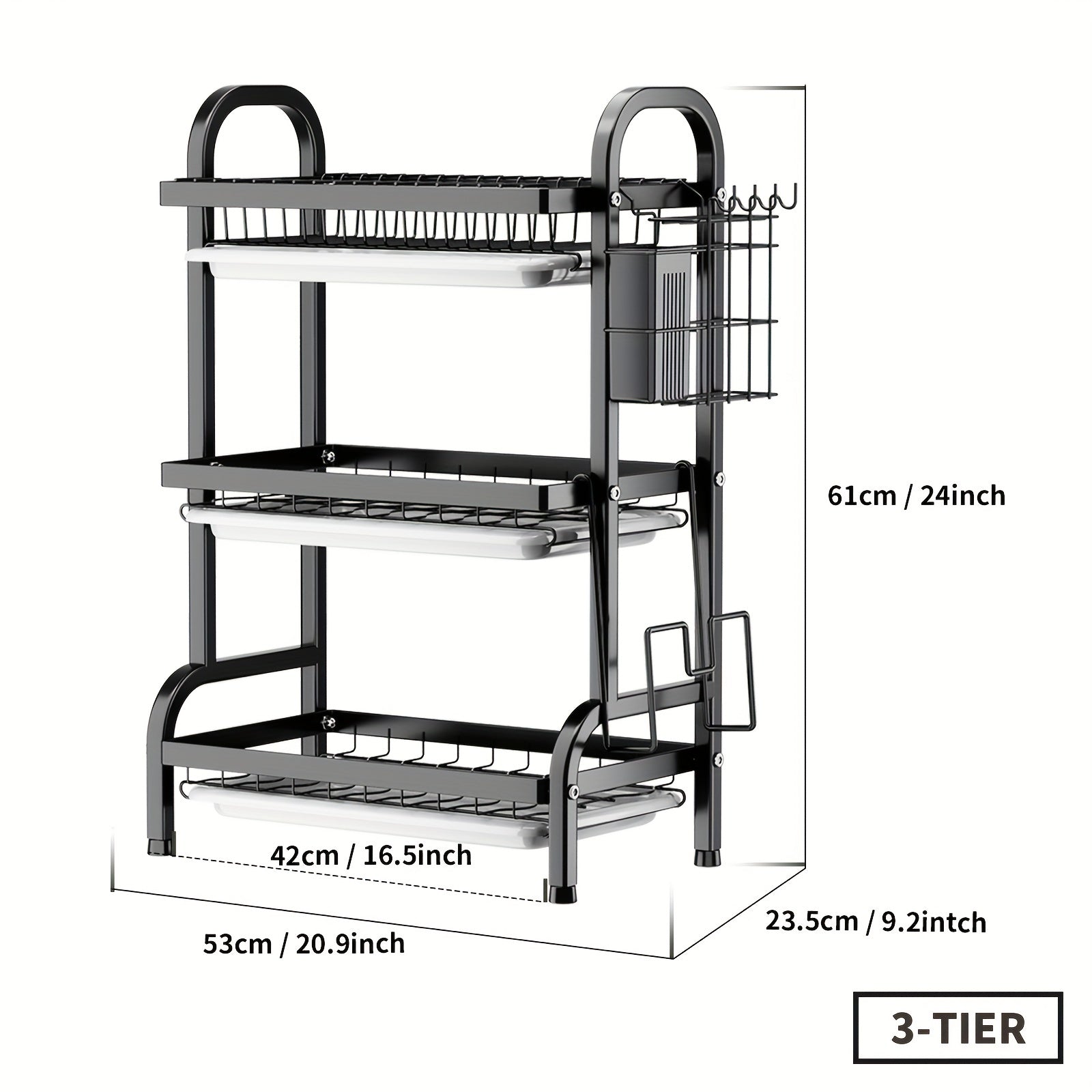 3 Tier Dish Drying Rack with Cutlery Holder