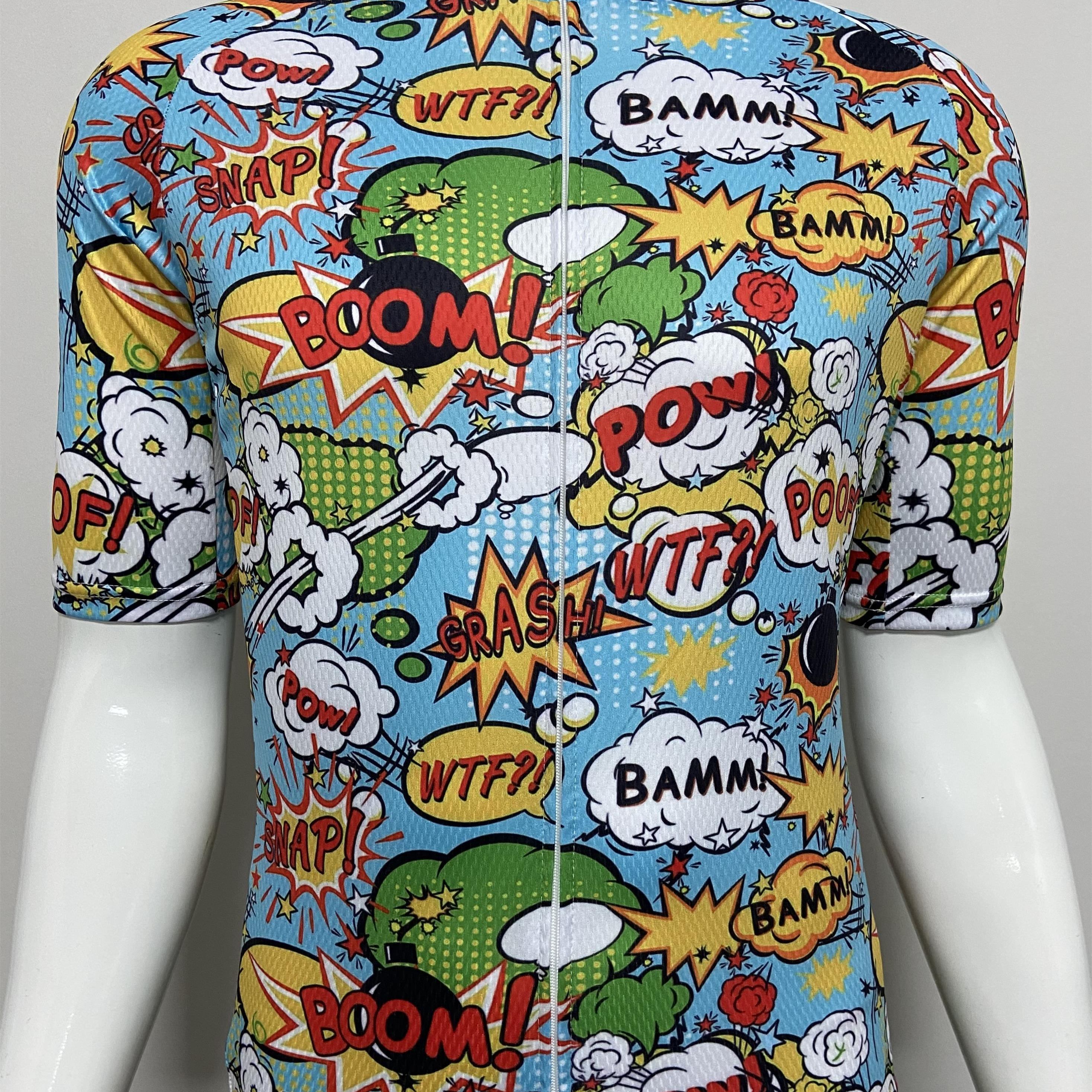 Comic Pattern Men's Sports Zip Up Cycling Jersey