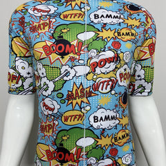 Comic Pattern Men's Sports Zip Up Cycling Jersey