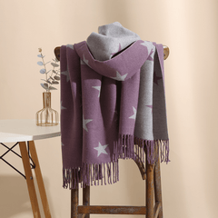Two Star Fringe Trim Scarf
