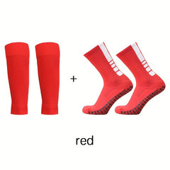 2pairs Outdoor Sports Football Socks & Calf Sleeves Set
