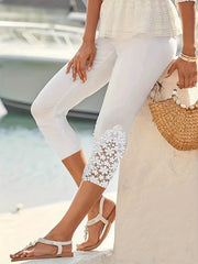 Lace Stitching Capris Leggings for Women
