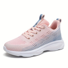 Thick Sole Shock Absorption Woven Shoes Mesh Non Slip Running Shoes