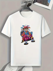 Anime Graffiti Print Men's Graphic T-shirt for Summer