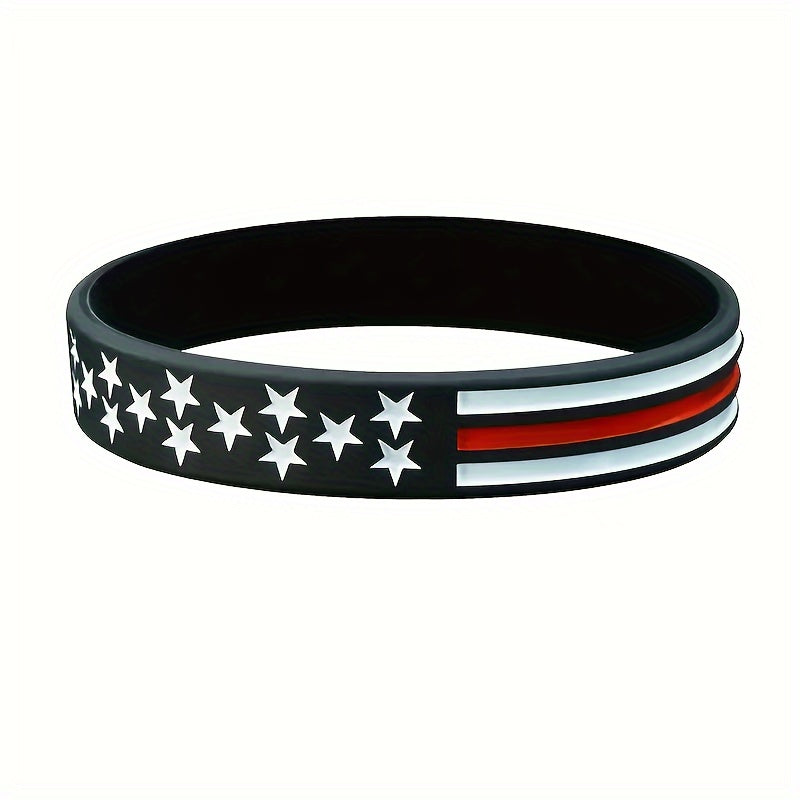 Silicone American Flag Wristband Bracelet Patriotic