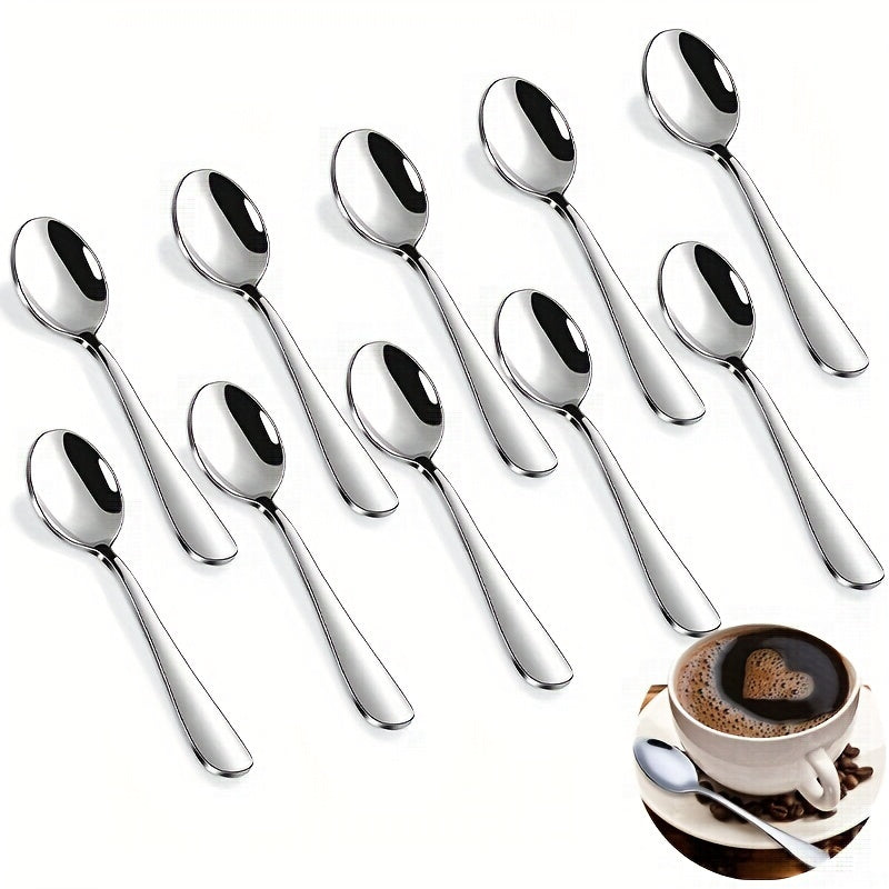 10pcs Stainless Steel Dessert Spoon Modern Stirring Ice Cream Spoon