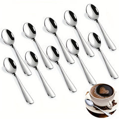 10pcs Stainless Steel Dessert Spoon Modern Stirring Ice Cream Spoon