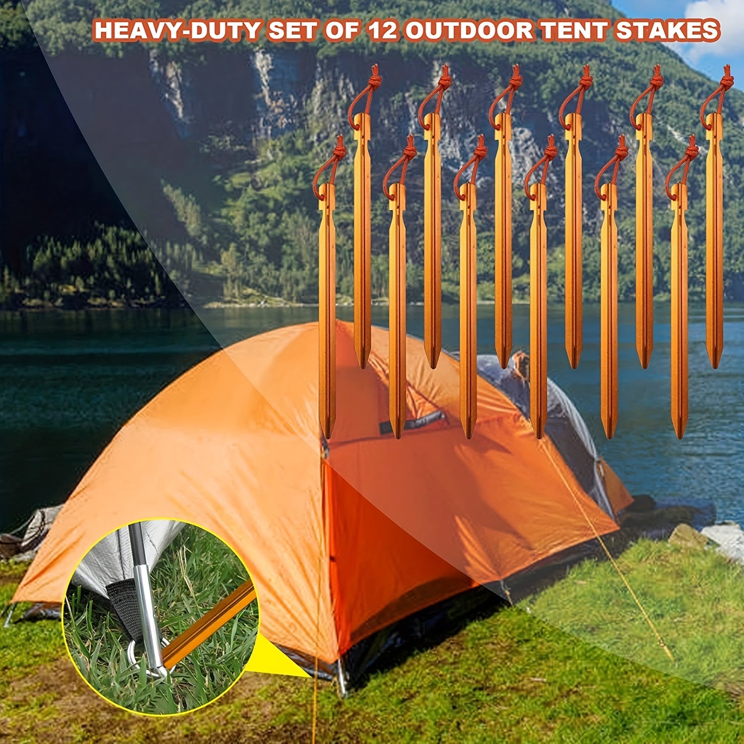 10pcs Heavy Duty Tent Stakes Aluminum Pegs for Camping Tents