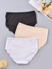 3 Pack Plus Size Seamless Floral Print Panties Set