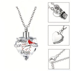 Crystal Heart Cremation Urn Necklace Memorial Pendant with Fill Kit