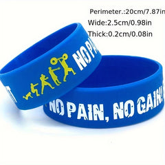 4 Pcs No Pains No Gains Inspirational Silicone Bracelet Wide Rubber Wristband