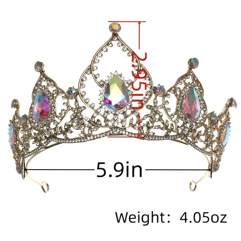 Golden Rhinestone Crown Headband Wedding Bride Hair Tiara