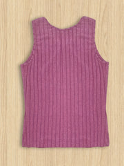 Ribbed Tank Top Round Neck Stretch Vest