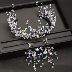 Bridal Crystal Crown Headband Earrings Set Wedding Jewelry Accessories